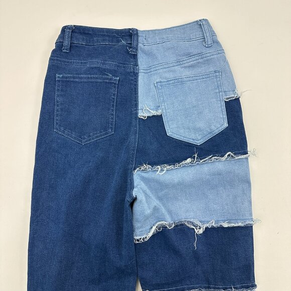 Fashion Nova Straight Raw Hem Distressed Women's size 5 Medium Blue Denim Jeans - Picture 4 of 4